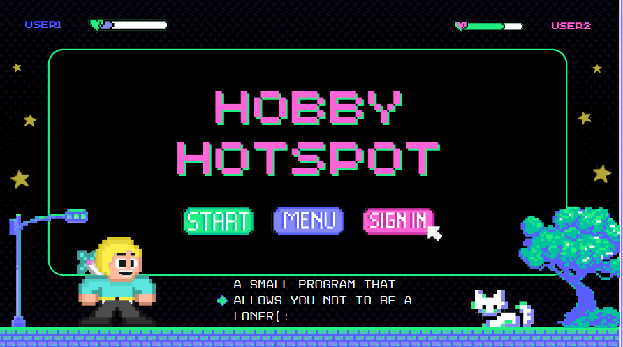Screenshot of HobbyHotspot project